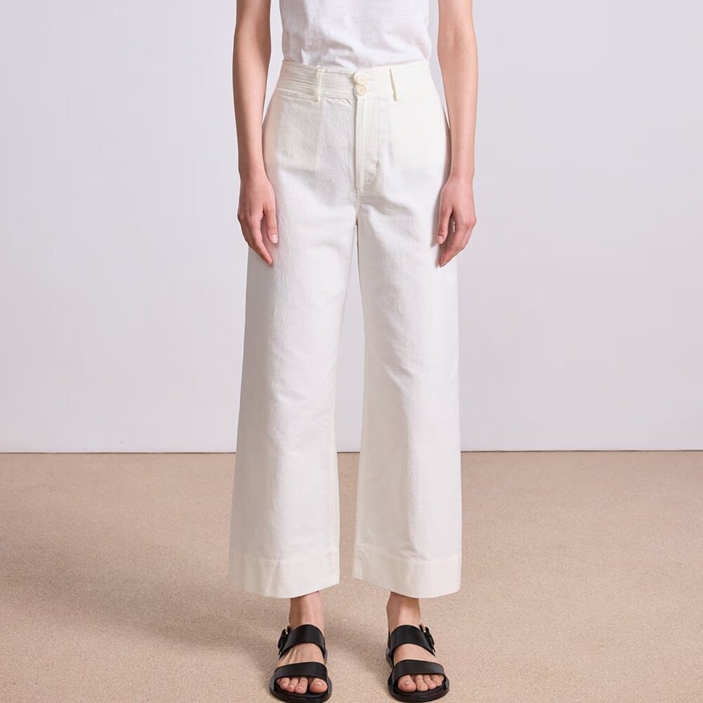 Apiece Apart Off-White Wide-Leg Cropped Trousers
